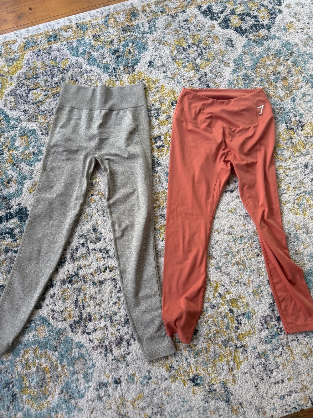 Gymshark Leggings Pair — Rust Orange and Heather Gray